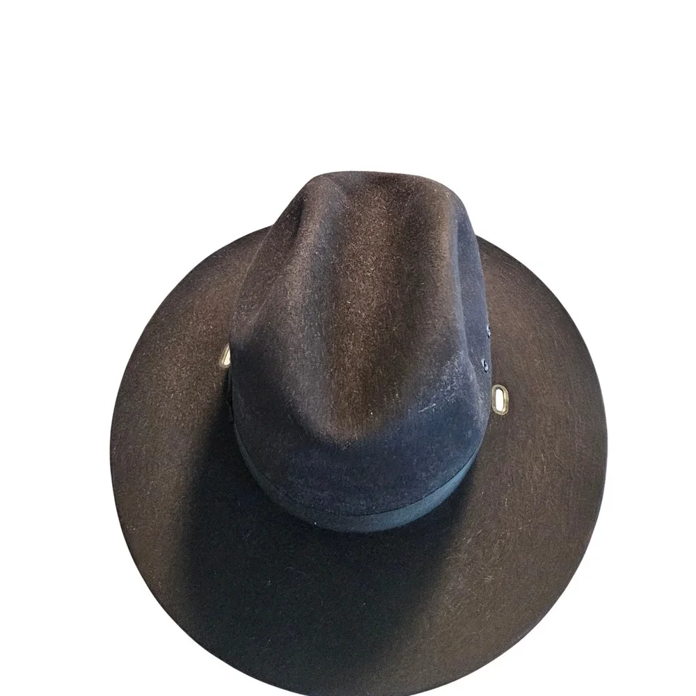 Stratton USA Black Felt Campaign Drill Sergeant Hat Size 7 1/8 F40 Self Forming
